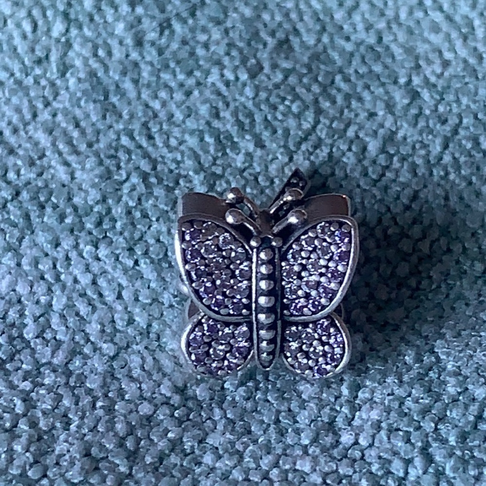 Light Violet Pave Butterfly Charm